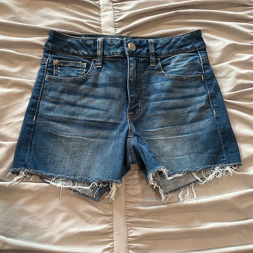 American Eagle Super Stretch Hi-Rise Shortie Denim Jean Shorts